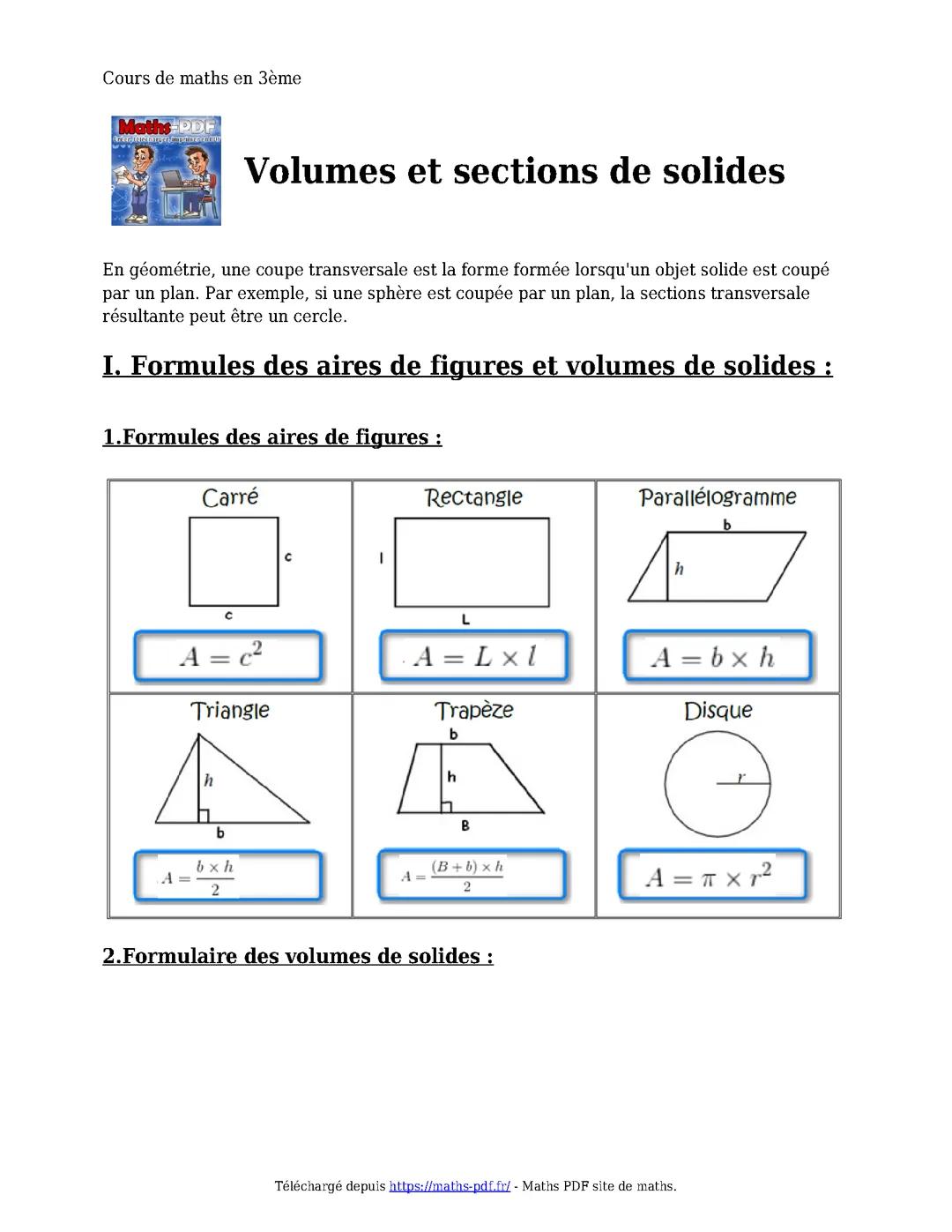 Volumes et section des solides