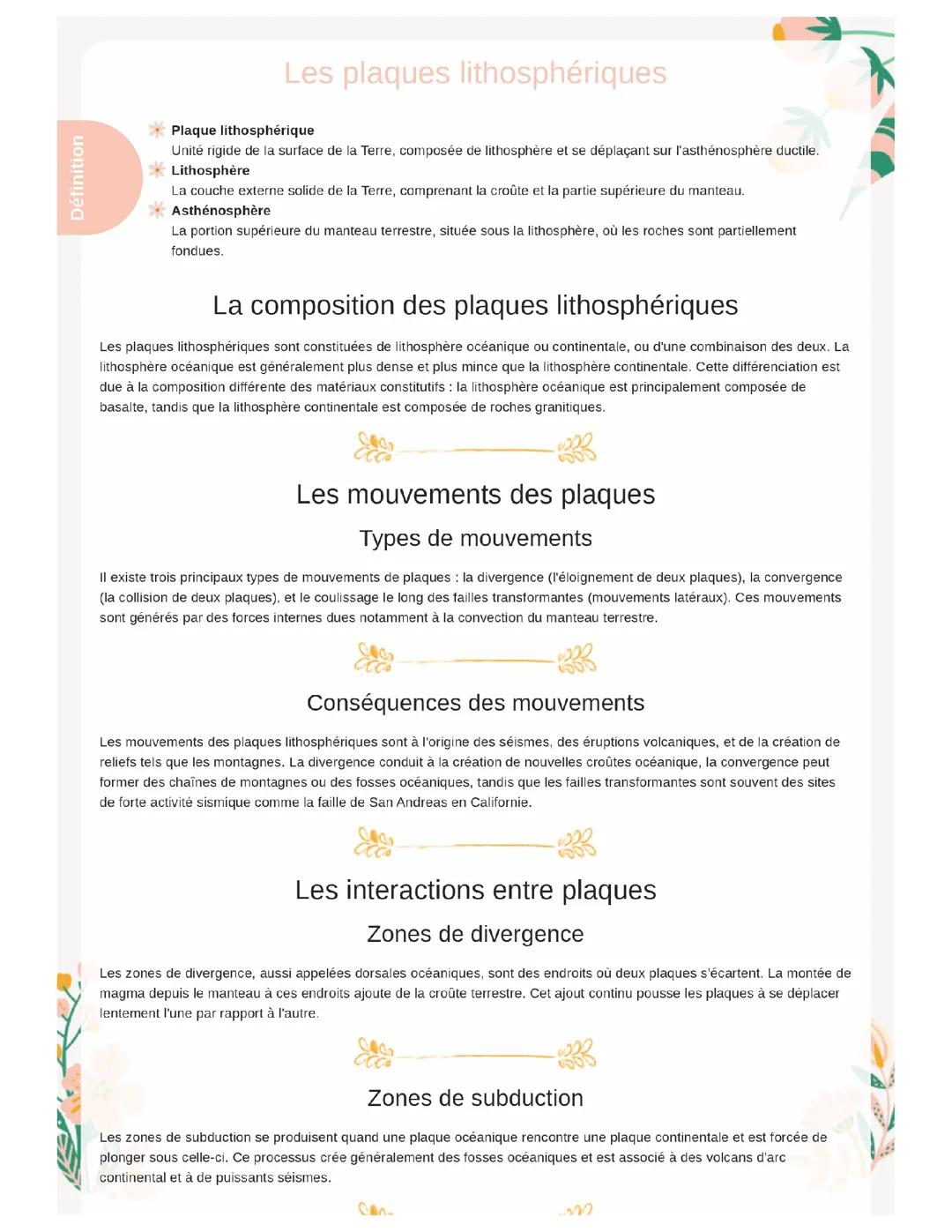 Les plaques lithosphèriques