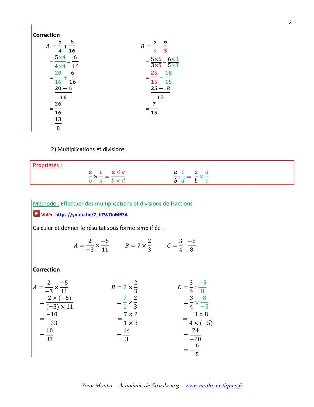 CALCULS NUMERIQUES
Tout le cours sur les fractions en vidéo : https://youtu.be/a0Qb812W75c
Tout le cours sur les puissances en vidéo : https