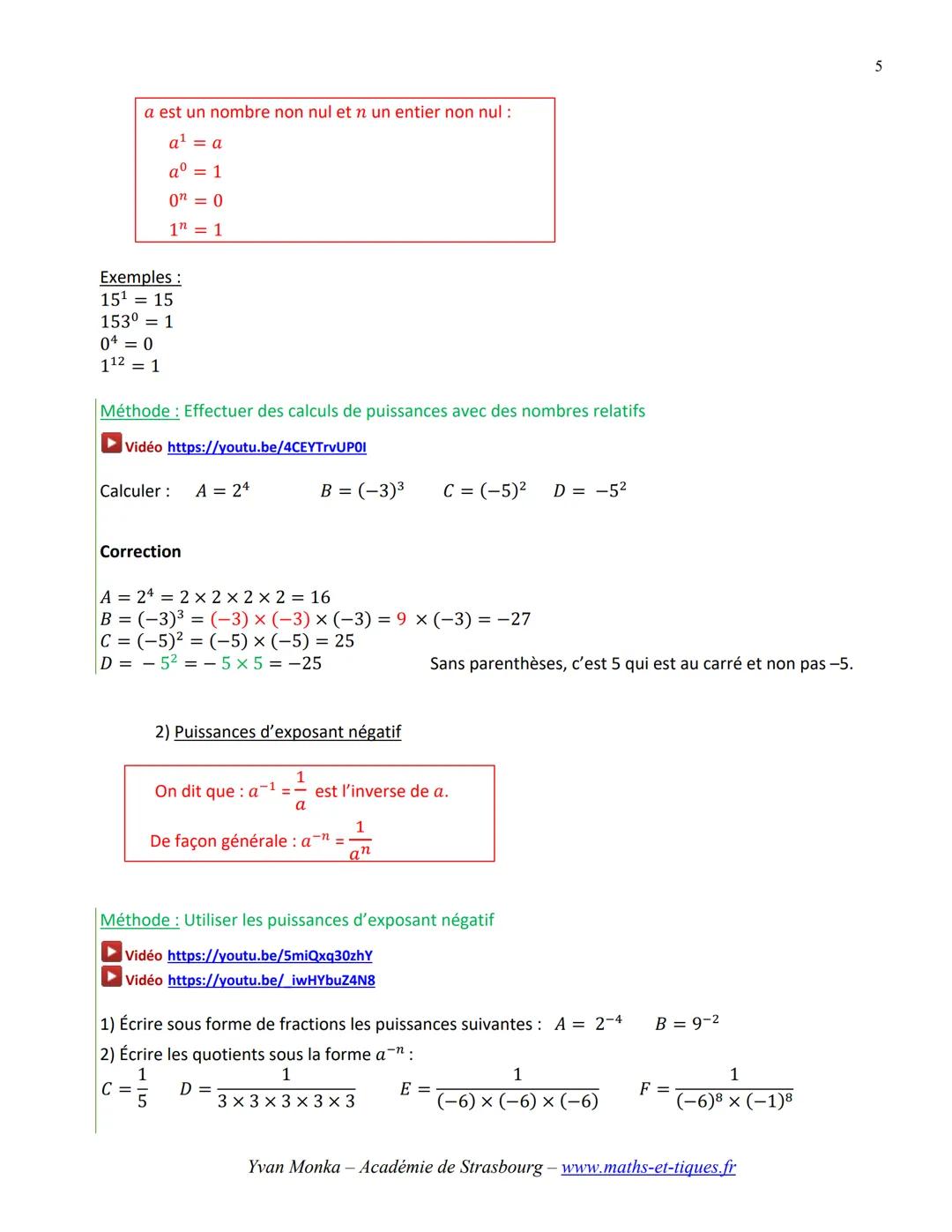 CALCULS NUMERIQUES
Tout le cours sur les fractions en vidéo : https://youtu.be/a0Qb812W75c
Tout le cours sur les puissances en vidéo : https