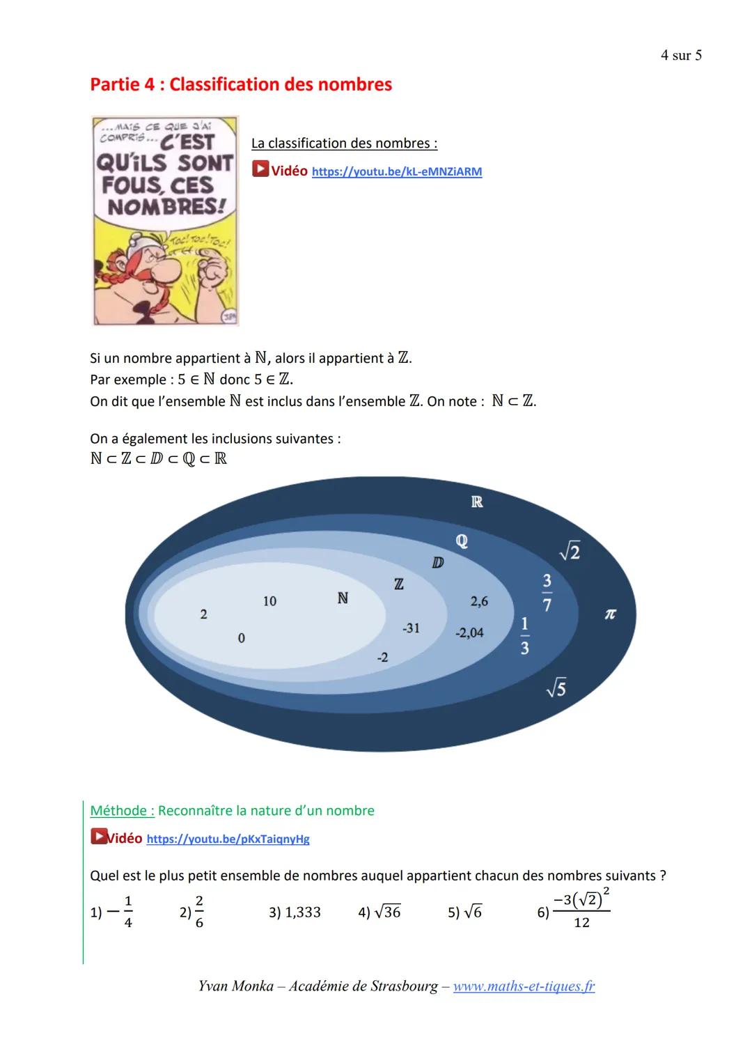 # NOMBRES RÉELS - Chapitre 1/2
►Tout le cours sur les ensembles de nombres en vidéo: https://youtu.be/kL-eMNZIARM
Partie 1: Nombres entier
