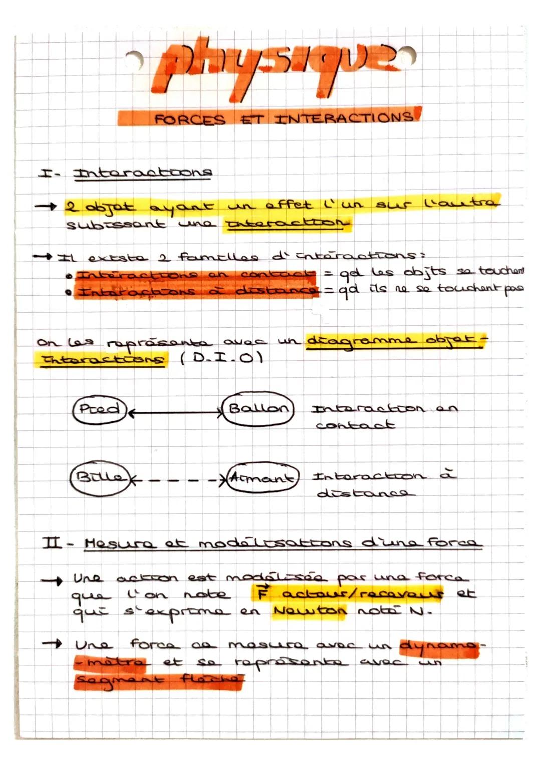# physiques
FORCES ET INTERACTIONS
I- Interactions
$
\rightarrow
$ 2 objat ayant un effet l'un sur l'autra
subissant une interaction
$
\