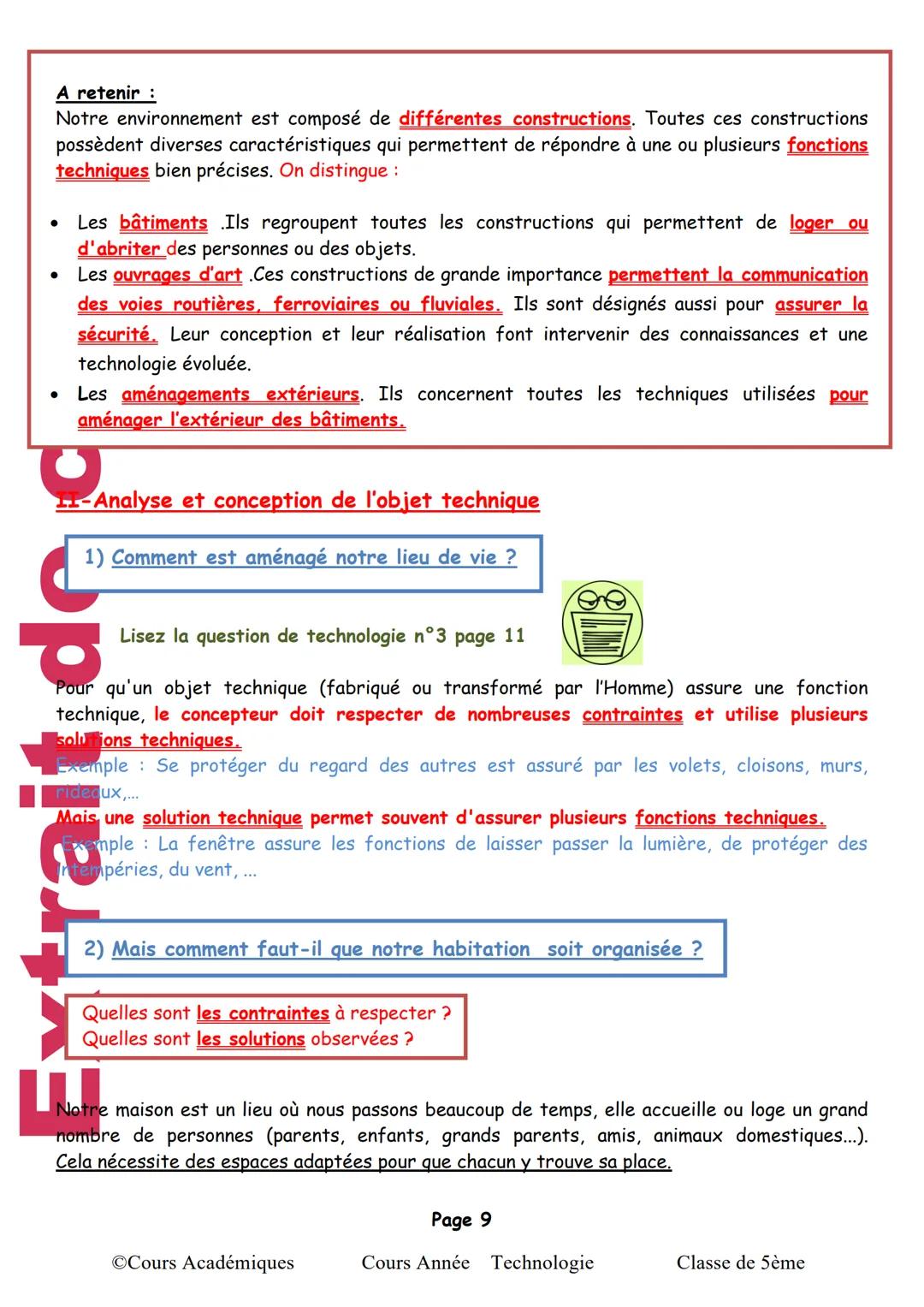 Séquence 1: Habitat: Fonctions et structures
I-Identifier les fonctions assurées par un objet.
1) Rappel de la classe de 6ème : Besoin d'un