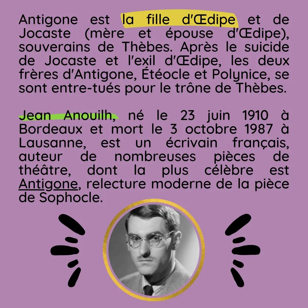 # Partage livresque
@STUDY.CLARAMC
Jean Anouilh
Antigone
la petite vermillon # Le mythe de Sophocle, revisité
Antigone prend place dans