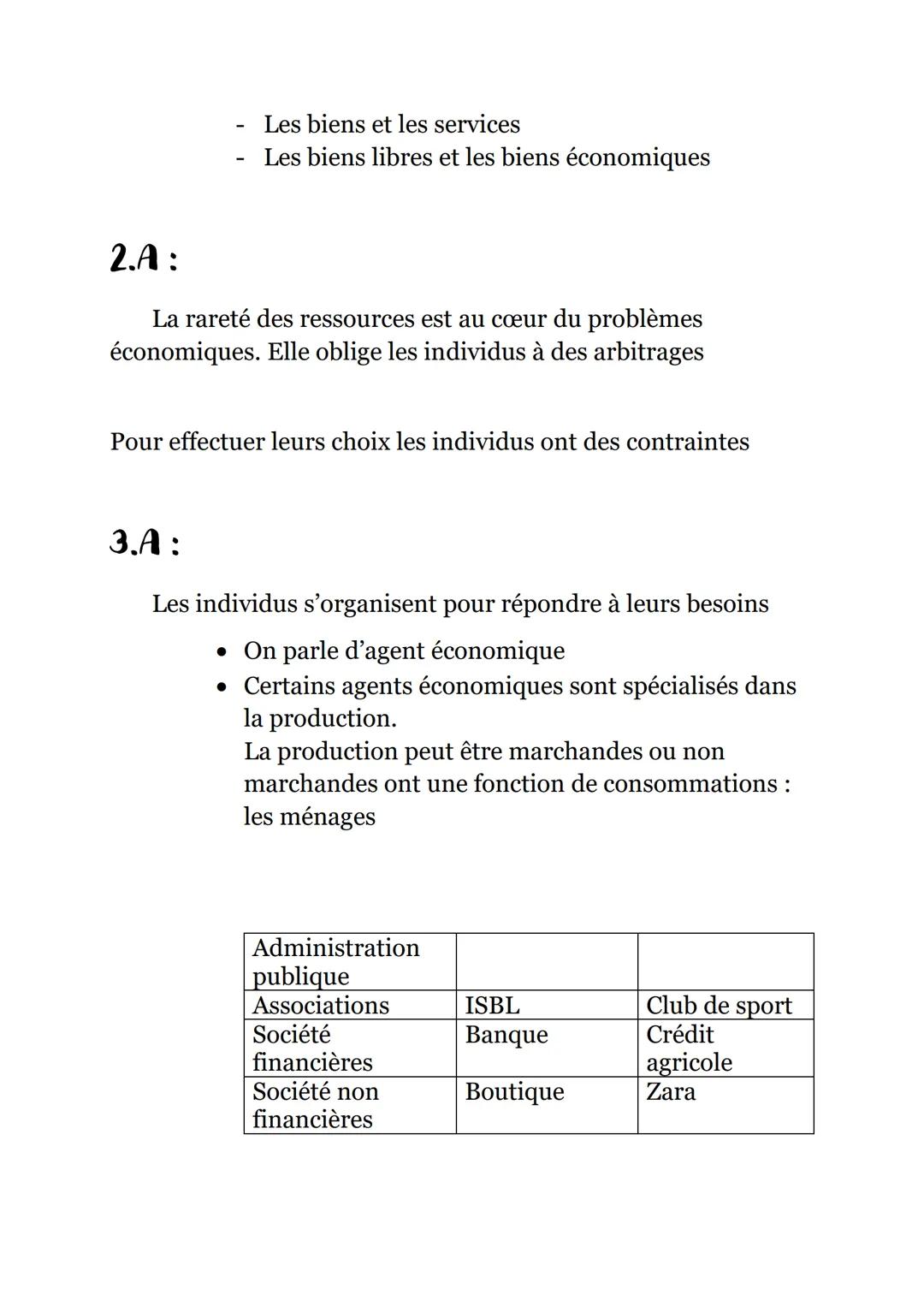 Economie
Chapitre 1:
synthèse
Les agents économiques et leurs
Besoins
Définitions:
• Manufacturés : produit fabriqué par l'homme à partir de