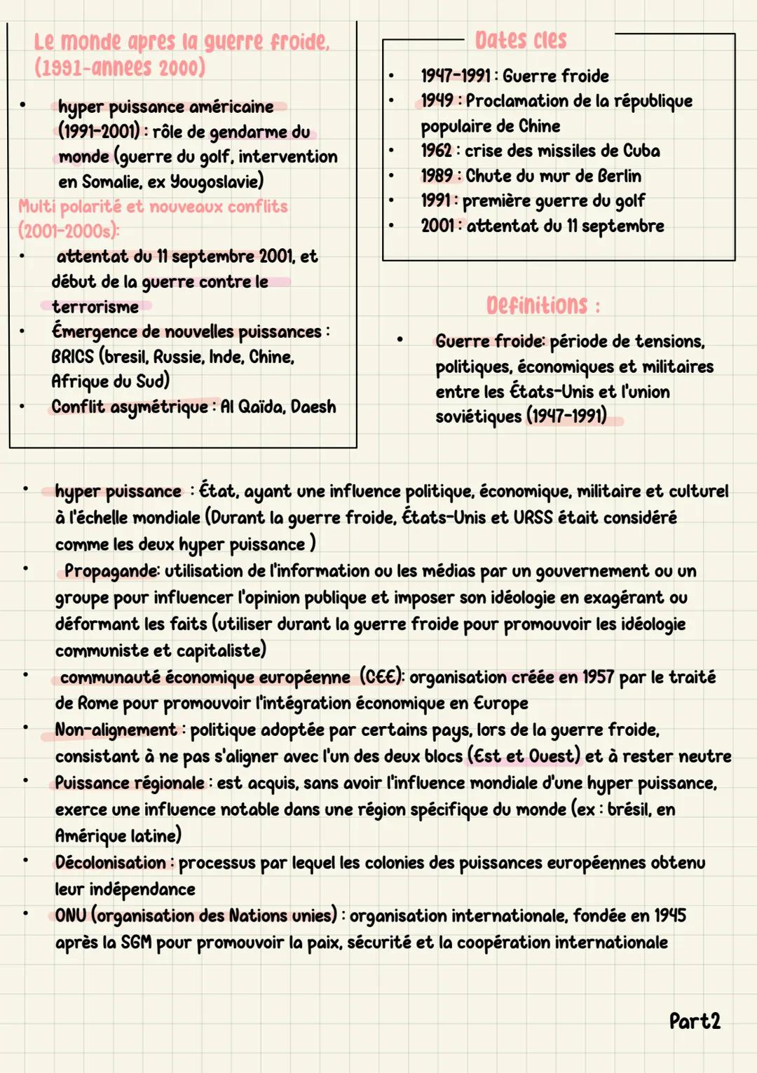 •
•
HISTOIRE
Le jeu des puissances dans les relations internationales depuis 1945
Contexte historique générale (1945-1991)-
fin de la SGM (S