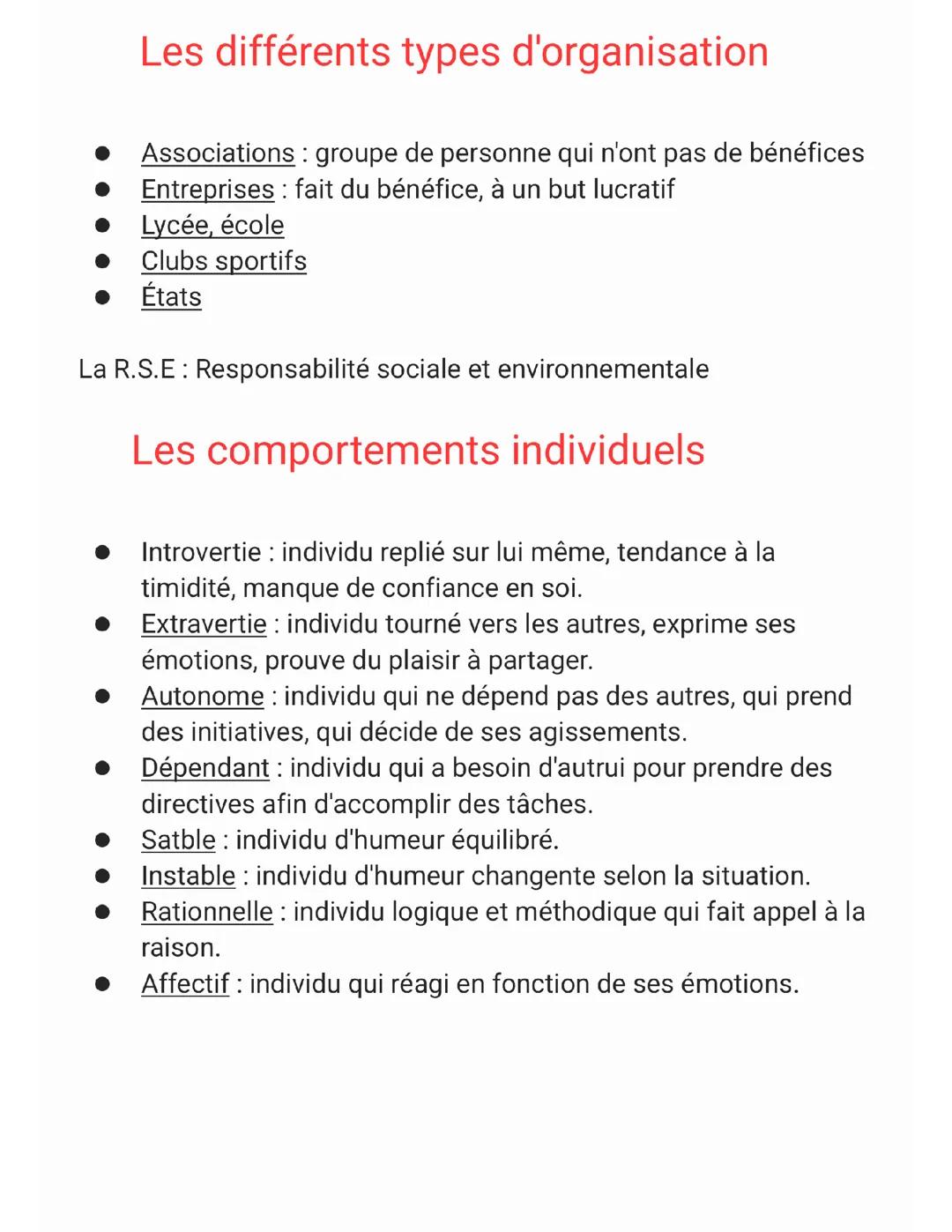 Les organisations gestion