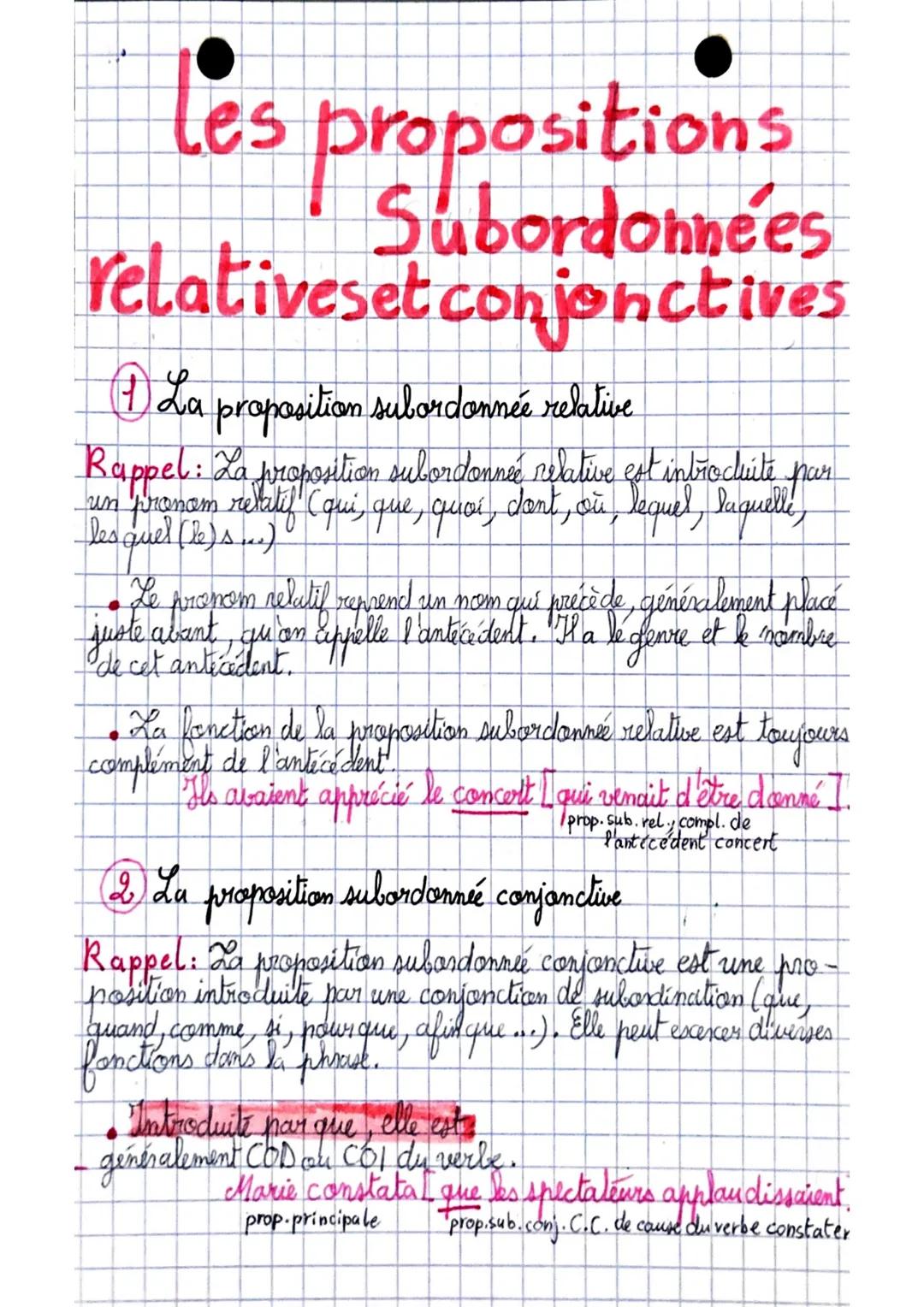 # les propositions
# Subordonnées
# relativeset conjonctives
1. La proposition subordonnée relative
Rappel: La proposition subordonnée rela