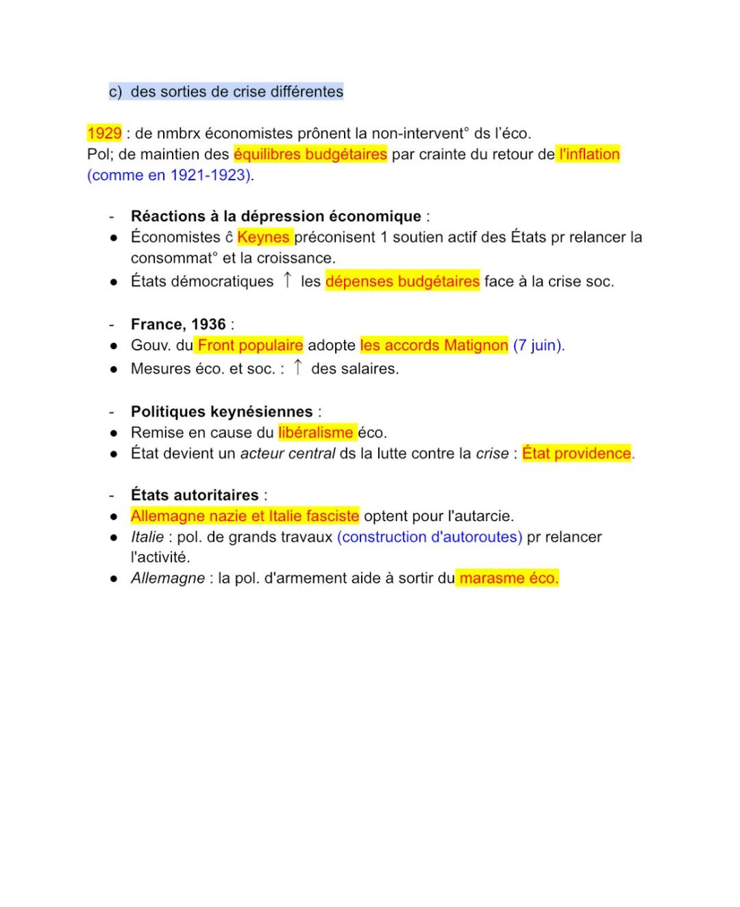 HISTOIRE
chap 1: l'impact de la crise de 1929 déséquilibres éco. + soc.
Comment la crise de 1929 bouleverse-t-elle l'économie et les société