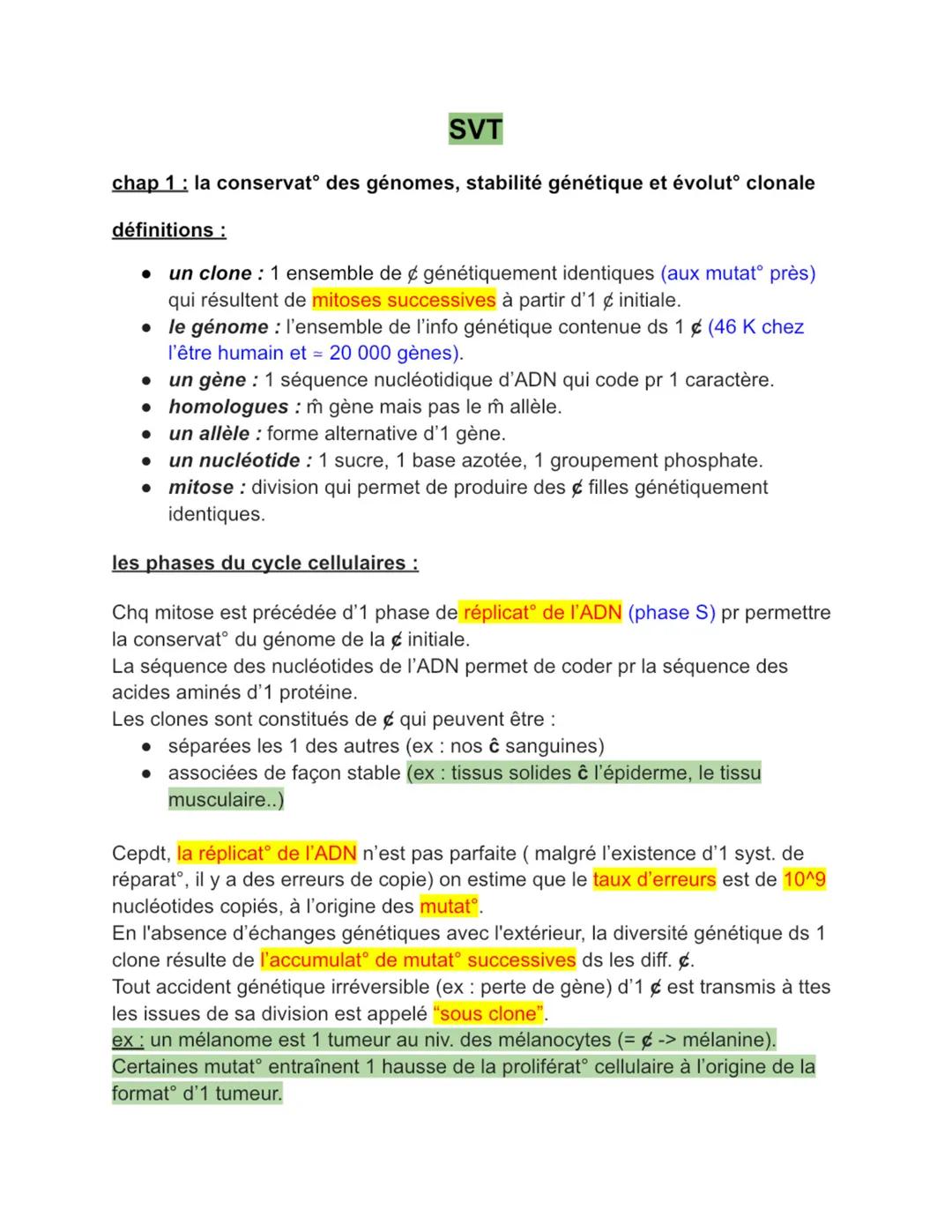 chapitre 1 spe svt : la conservation des génomes