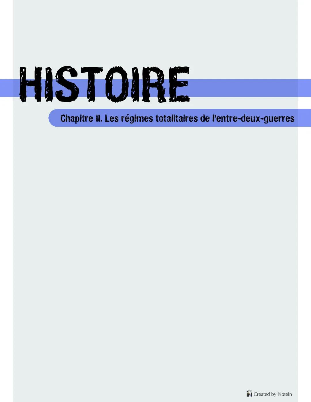 Les régimes totalitaires de l'entre-deux guerre