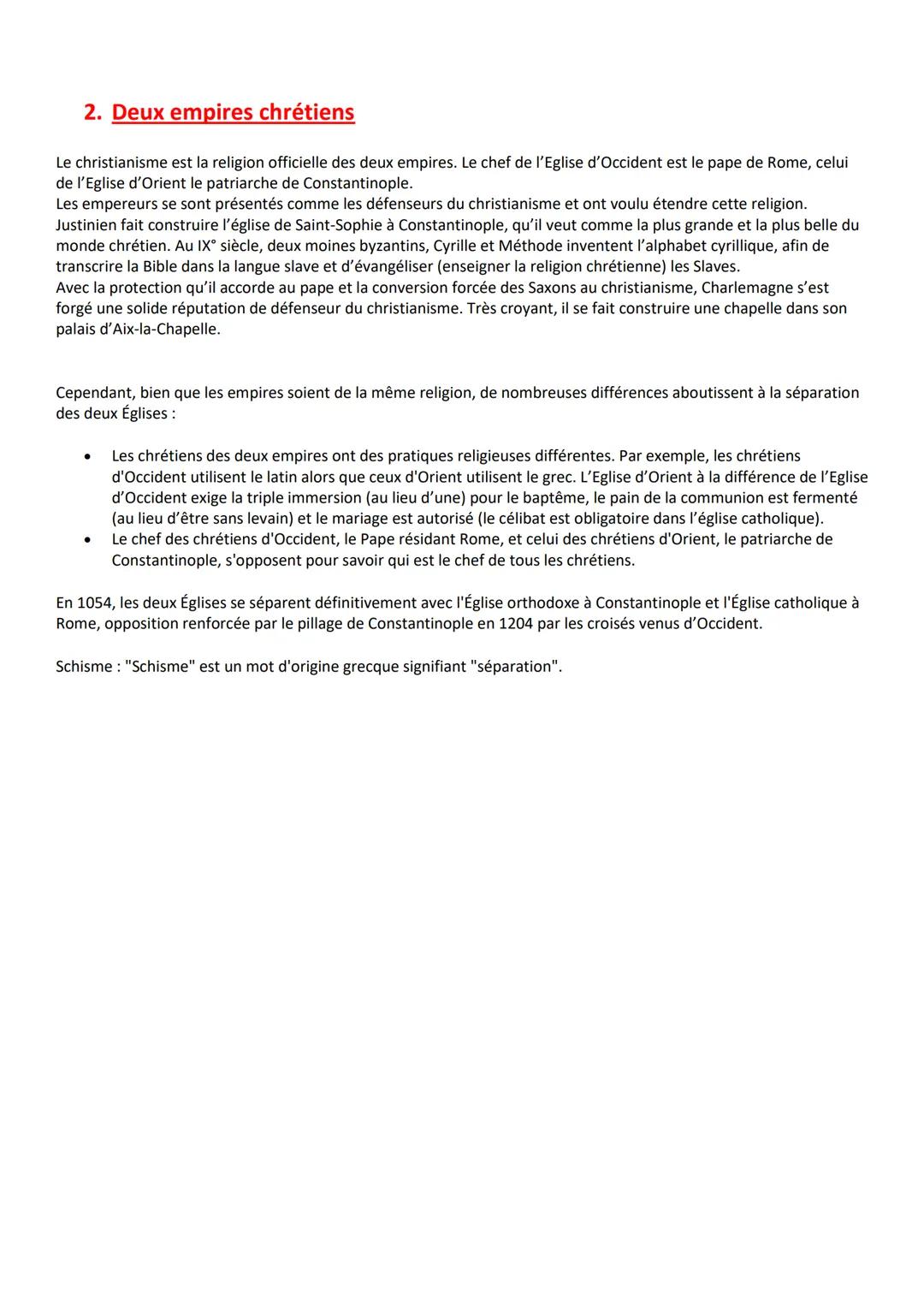 Byzance et l'Europe carolingienne
Quelles sont les caractéristiques des empires byzantin et carolingien, héritiers de l'Empire romain?
A par