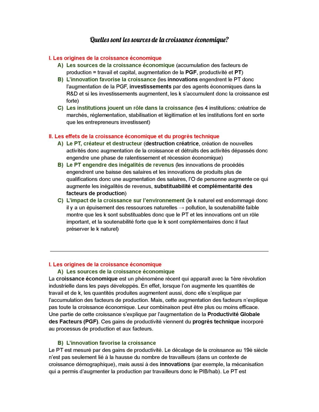 Quelles sont les sources de la croissance économique?
