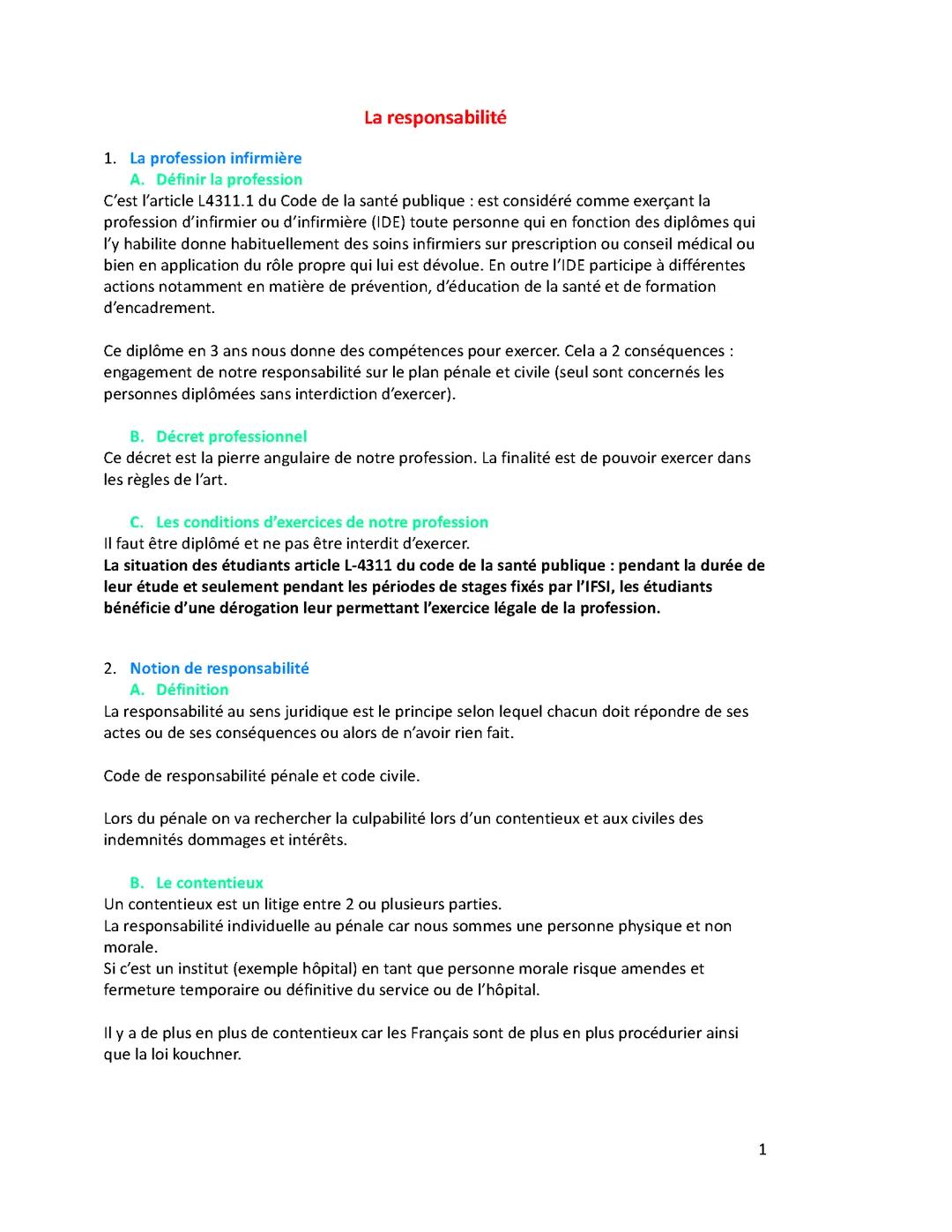 Responsabilité professionnelle ESI