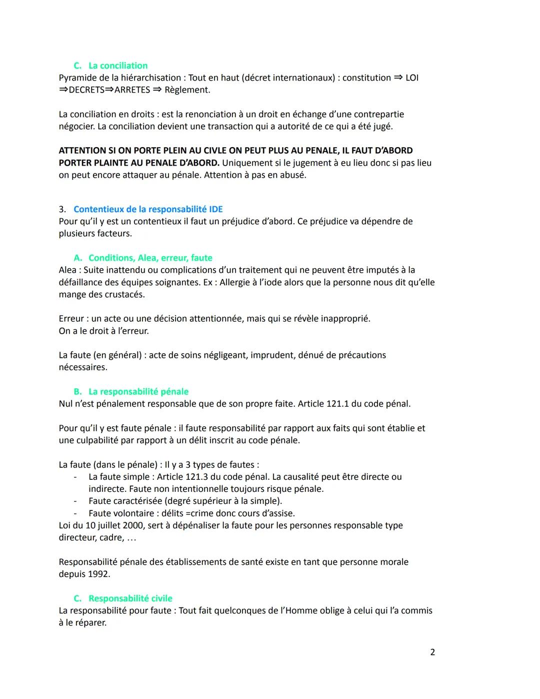 1. La profession infirmière
A. Définir la profession
La responsabilité
C'est l'article L4311.1 du Code de la santé publique est considéré co