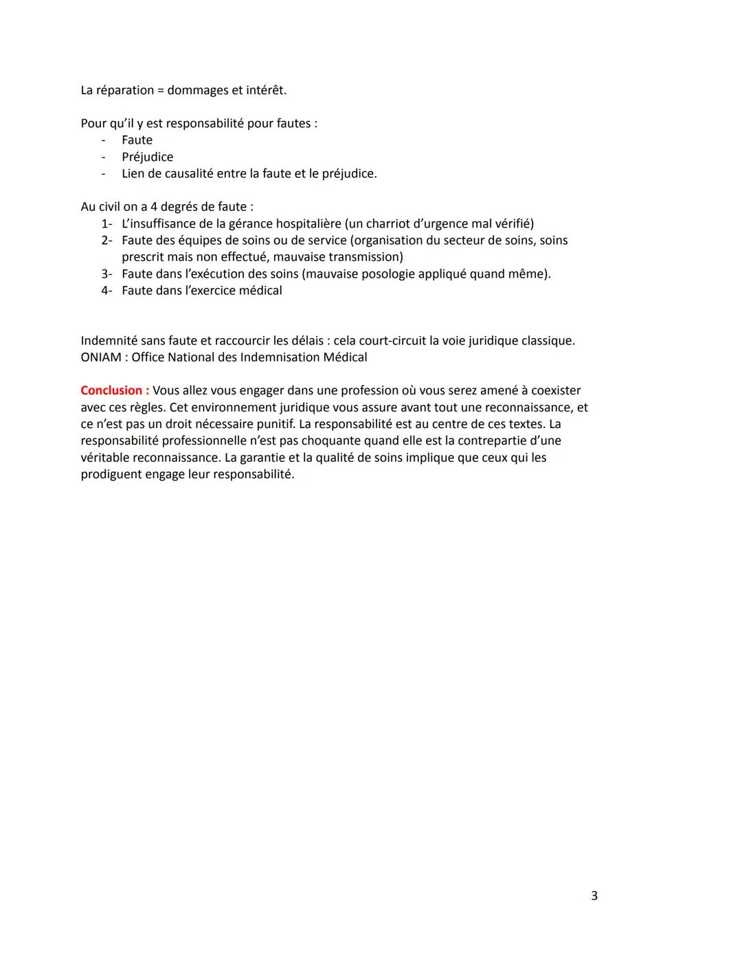 1. La profession infirmière
A. Définir la profession
La responsabilité
C'est l'article L4311.1 du Code de la santé publique est considéré co
