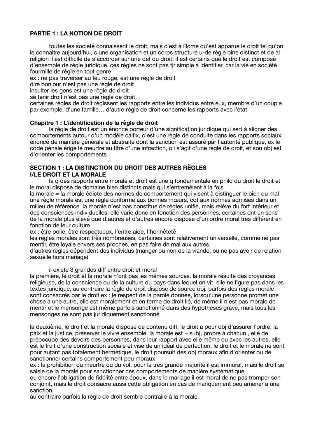 PARTIE 1: LA NOTION DE DROIT
toutes les société connaissent le droit, mais c'est à Rome qu'est apparue le droit tel qu'on
le connaître aujou
