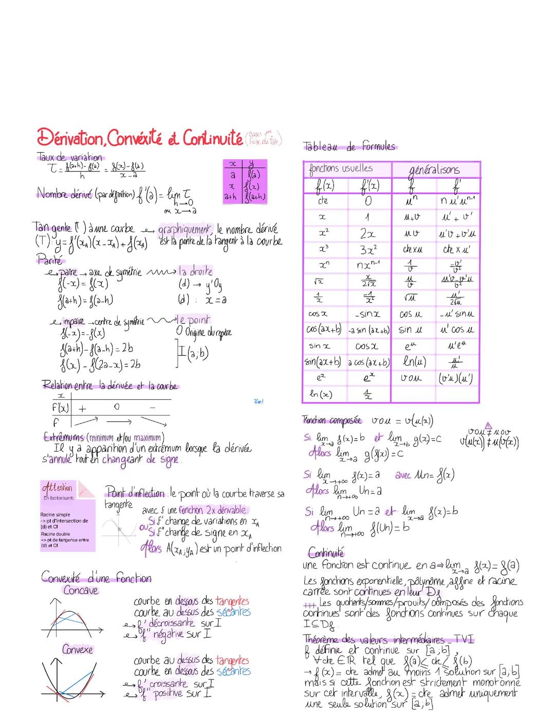 dérivation, convexité et continuité