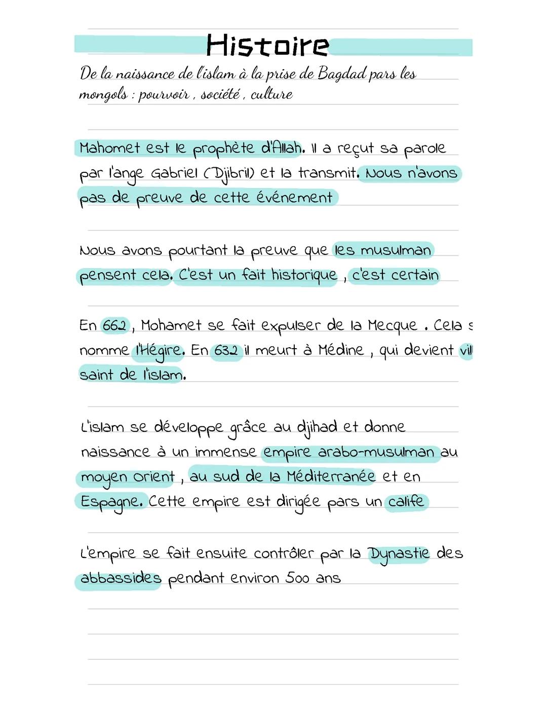 Naissance de l’islam et la prise de Bagdad