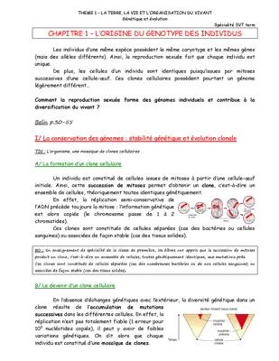 Know l'origine du génotype des individus - spé svt term thumbnail