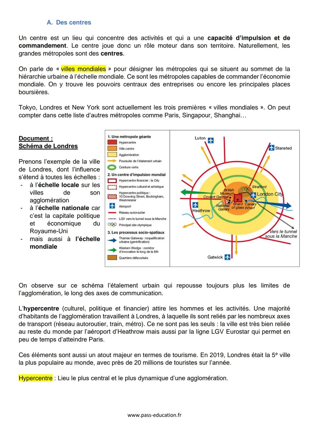 Chapitre 1: Les espaces et les paysages de
l'urbanisation / Leçon
Problématique : en quoi les différentes formes de l'urbanisation sont-elle