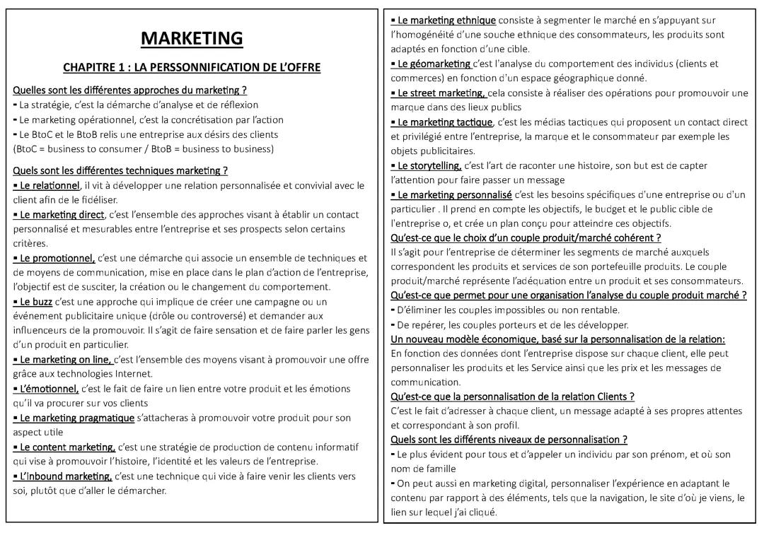 Chap 1 marketing : la personnalisation de l’offre partie 2