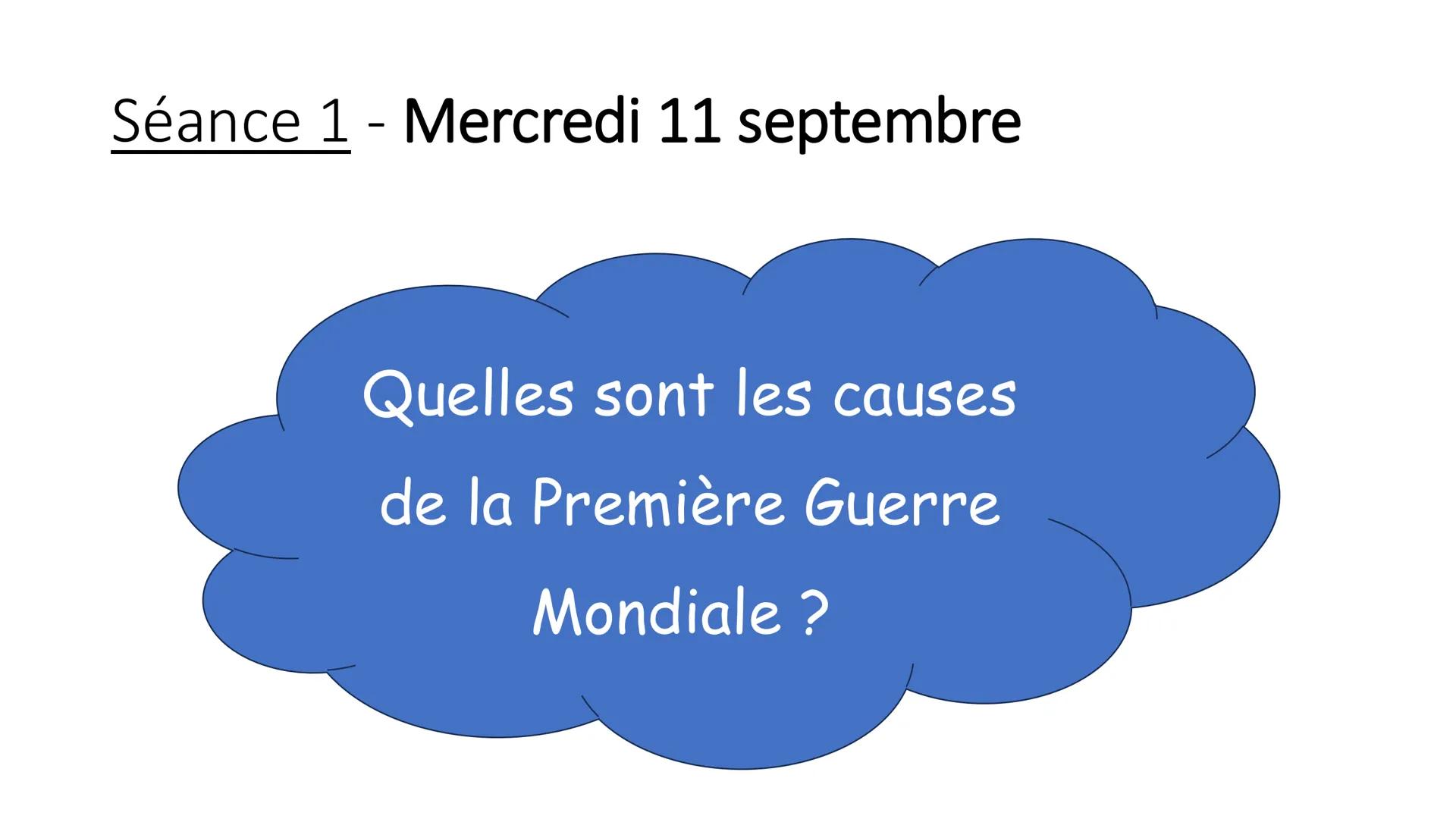 # Histoire 3ème
## Chapitre 1
Civils et militaires pendant
la Première Guerre
Mondiale Séance 1 - Mercredi 11 septembre
Quelles sont le