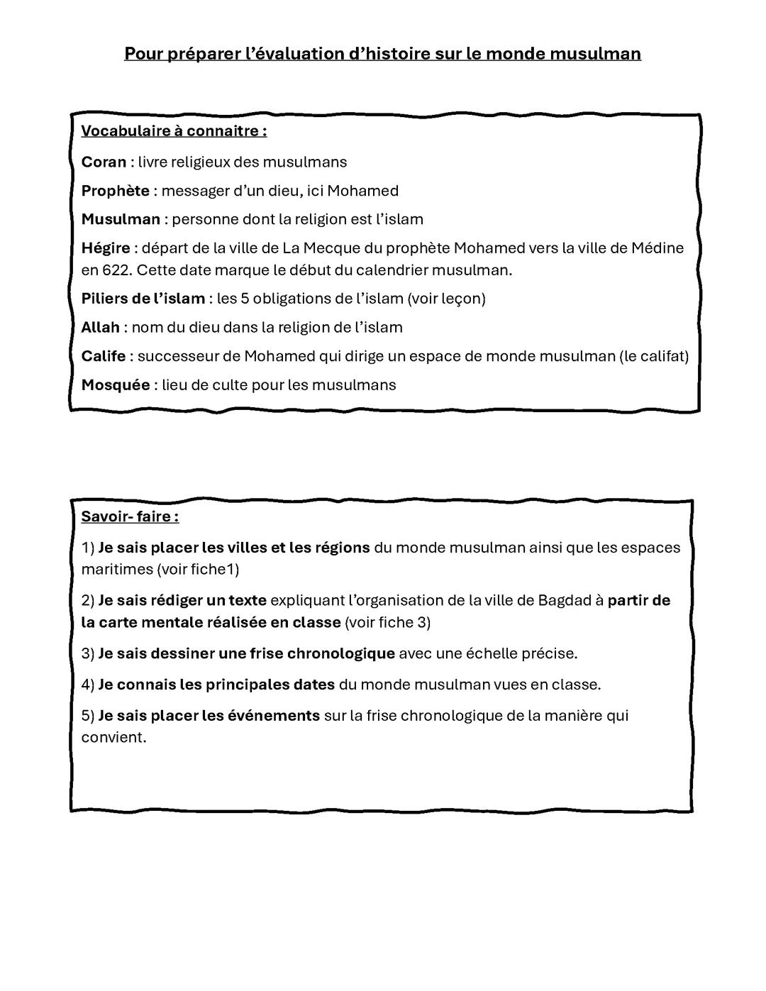 Histoire géo :islam