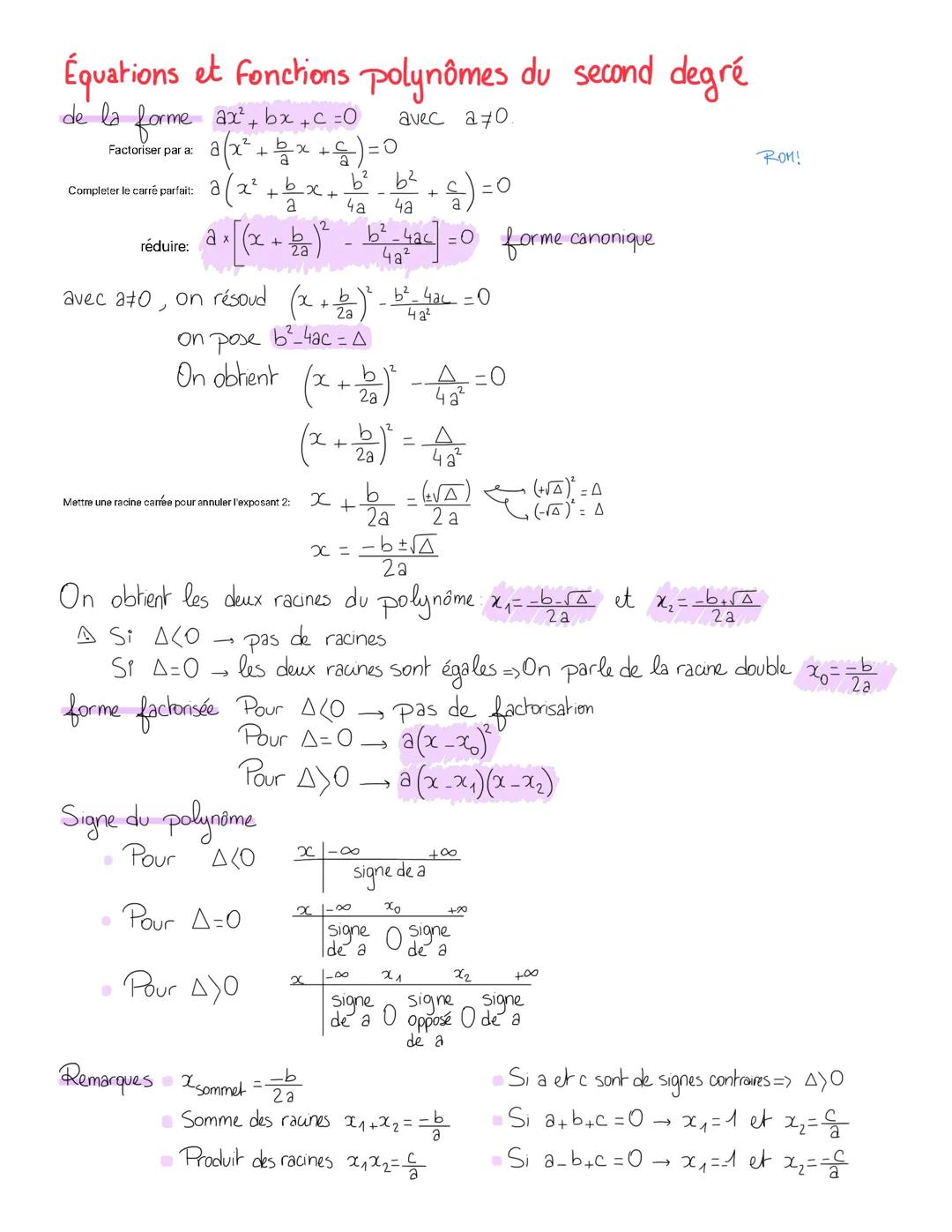 equations et polynômes du second degre