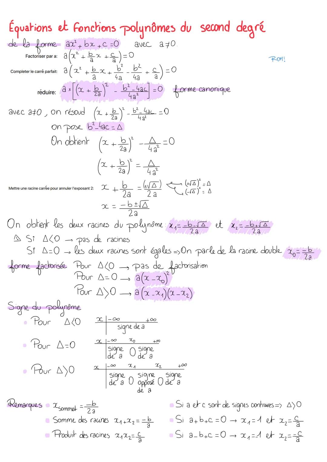 Équations et fonctions polynômes du second degré
de la forme ax² + bx + c = 0
a(x² + bx + c) = 0
+등)=0
a
avec 270.
Factoriser par a:
Complet