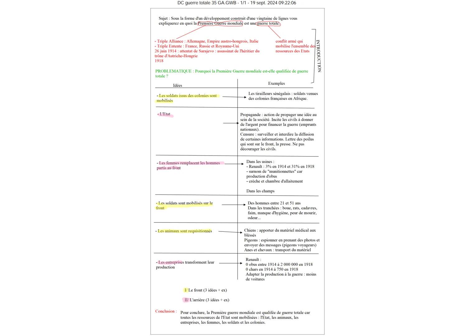 DC guerre totale 35 GA.GWB 1/1 - 19 sept. 2024 09:22:06
Sujet : Sous la forme d'un développement construit d'une vingtaine de lignes vous
ex