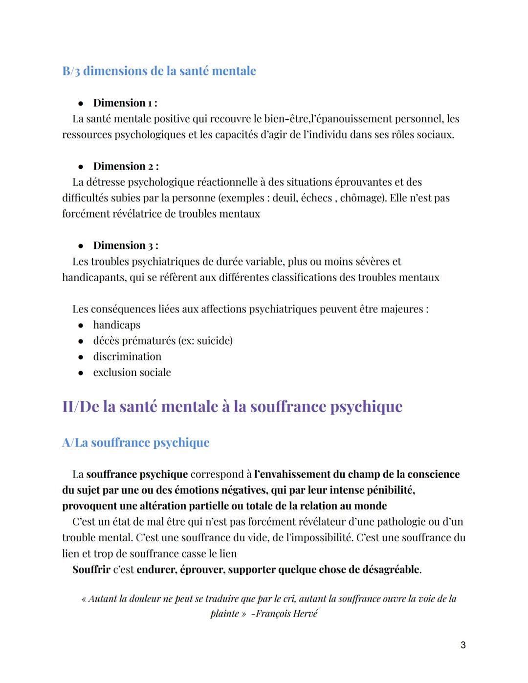# La souffrance psychique
Introduction:
En France, environ 3 millions de personnes souffrent de troubles psychiques
sévères.
Ces patholog