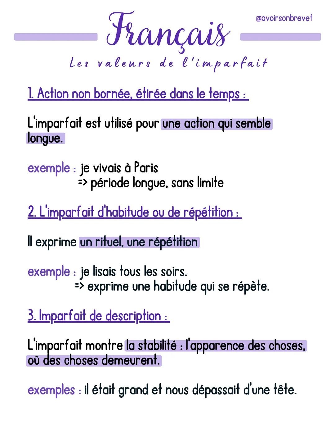 Comprendre la Valeur de l'Imparfait