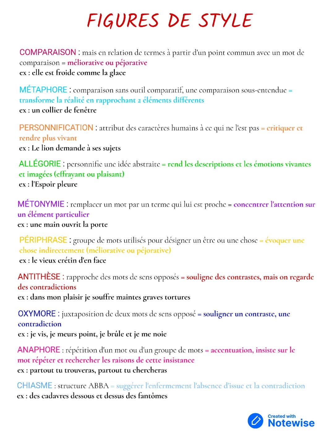 Français figures de style