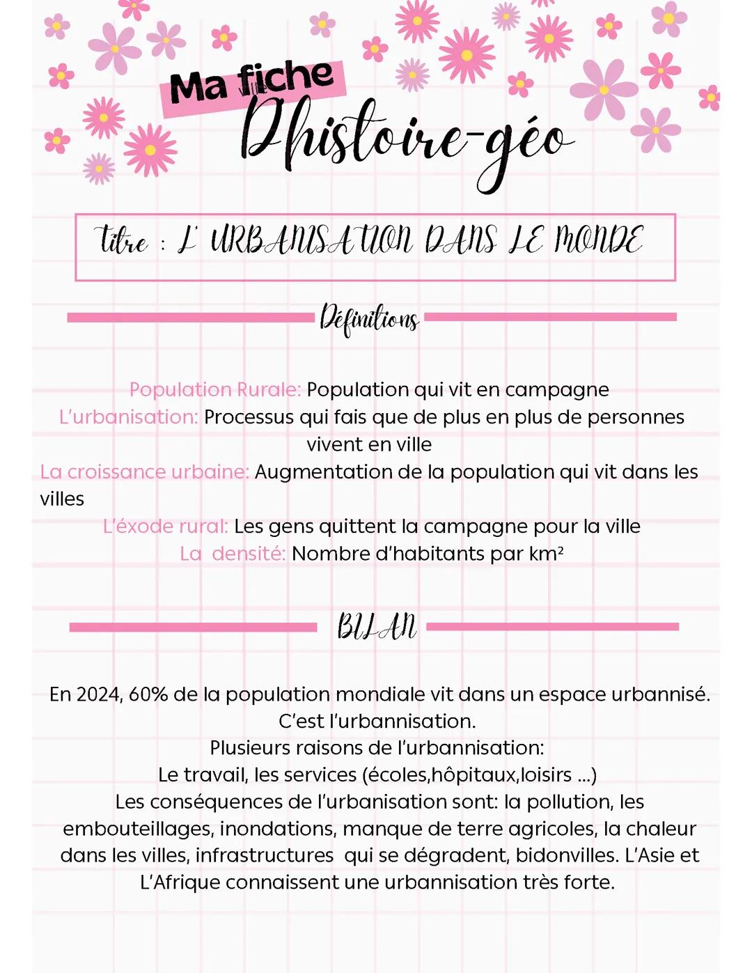 L'urbanisation dans le monde