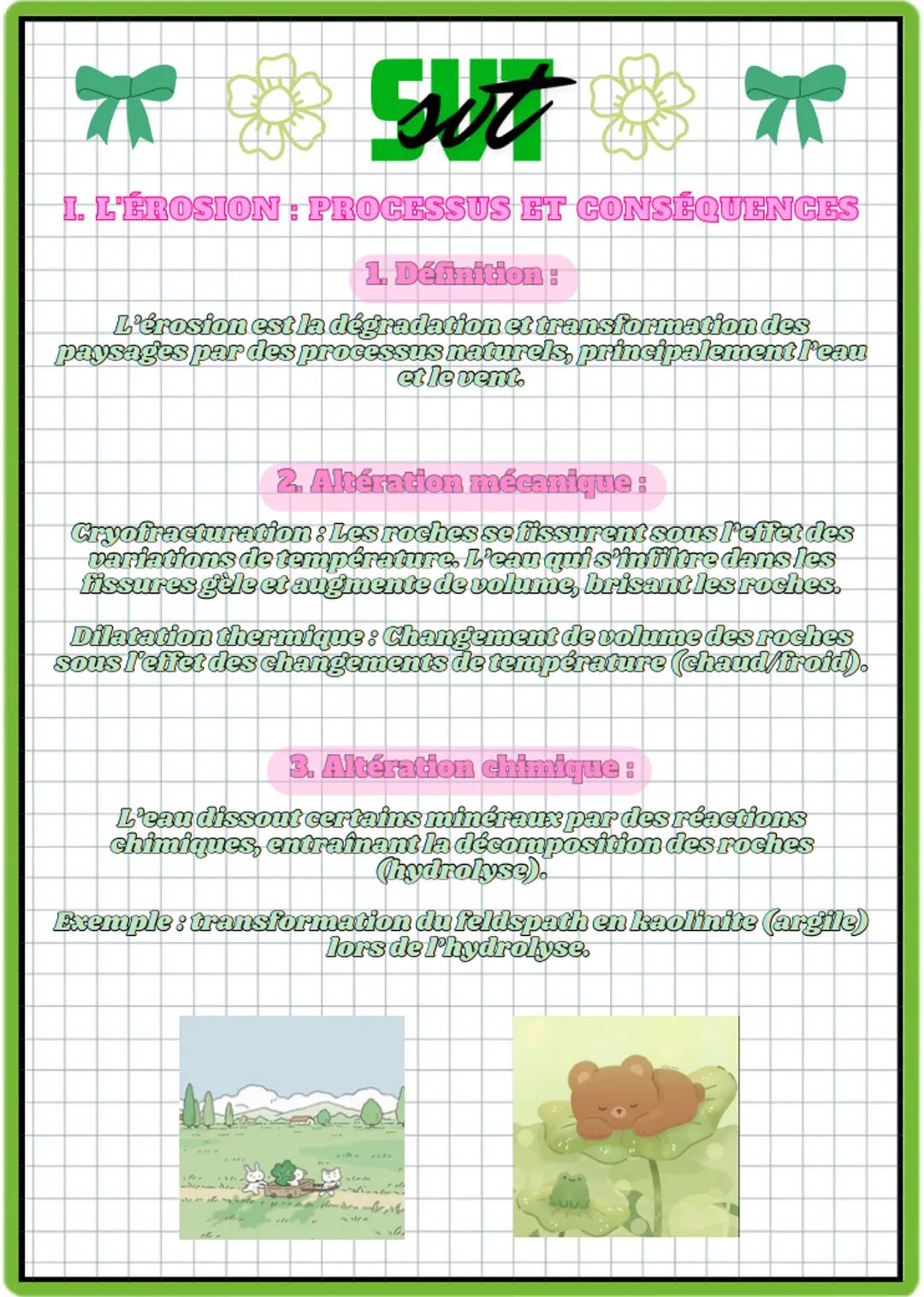 science
2nd
C
C
C
C
C
C
C
C
C
C
C
C
C
C
C ## 1ER
## CHAPITRE I. L'ÉROSION: PROCESSUS ET CONSÉQUENCES
1. Définition:
L'érosion est la dégra