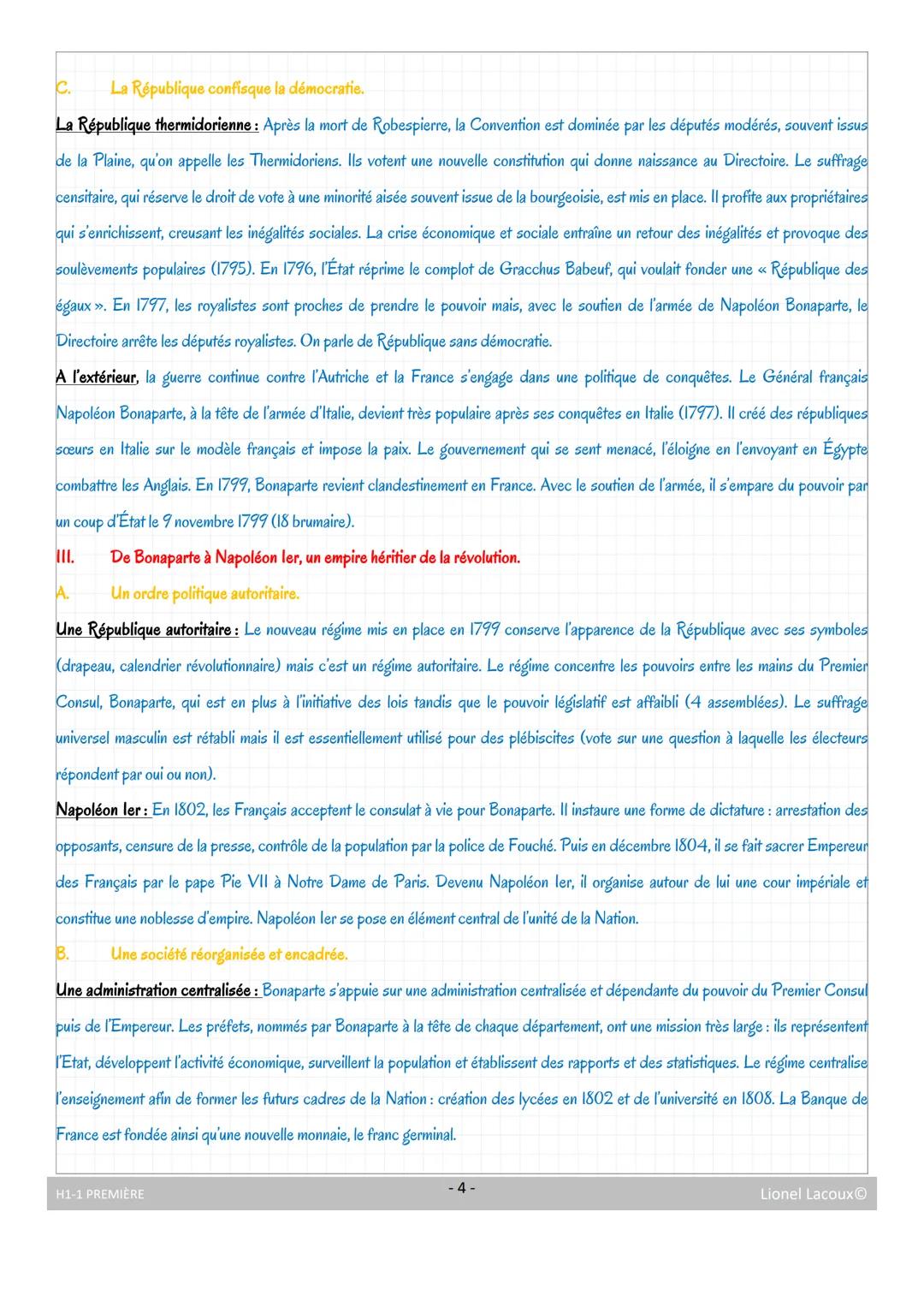 LA REVOLUTION FRANCAISE ET L'EMPIRE, UNE CONCEPTION NOUVELLE DE LA NATION
Introduction: La fin du XVIIIe siècle est marquée en France par de