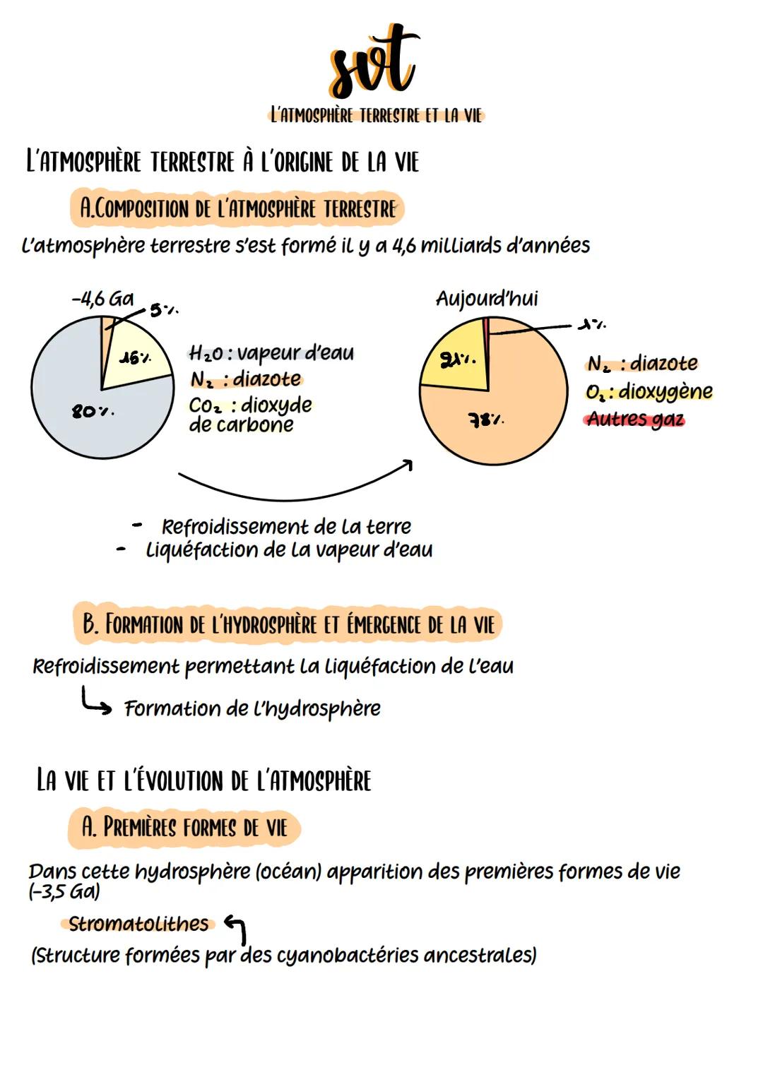 sot
L'ATMOSPHÈRE TERRESTRE ET LA VIE
L'ATMOSPHÈRE TERRESTRE À L'ORIGINE DE LA VIE
A.COMPOSITION DE L'ATMOSPHÈRE TERRESTRE
l'atmosphère terre