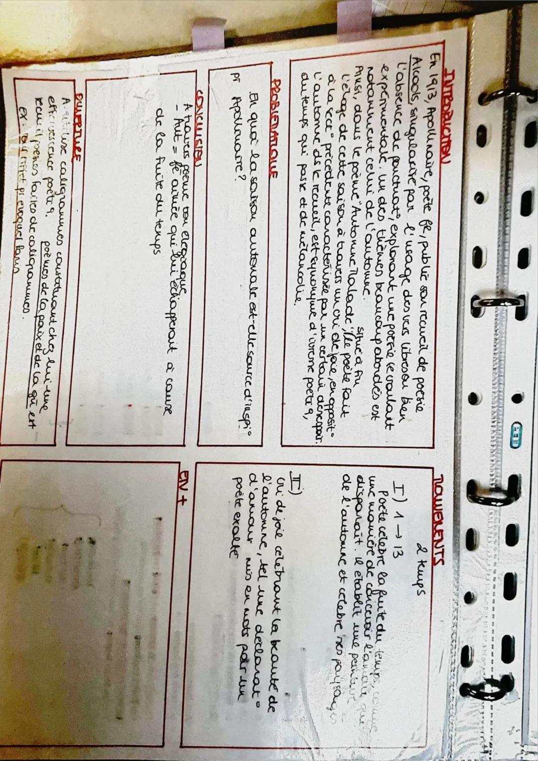 Objet d'étude: La poésie, du XIXème au XXIème siècle
Parcours associé: Modernité poétique ?
Apollinaire, Alcools, « Automne malade», 1913