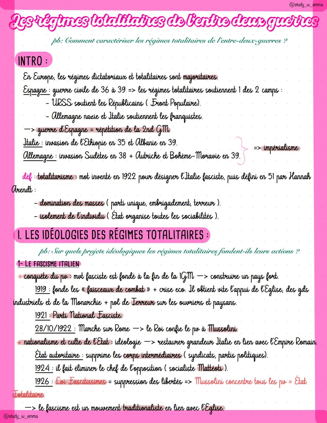 @study_w_emma
des régimes totalitaires de l'entre deux guerres
INTRO:
pb: Comment caractériser les régimes totalitaires de l'entre-deux-guer