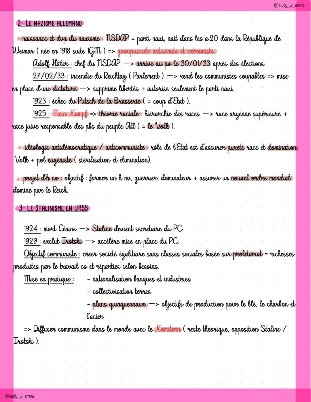 @study_w_emma
des régimes totalitaires de l'entre deux guerres
INTRO:
pb: Comment caractériser les régimes totalitaires de l'entre-deux-guer