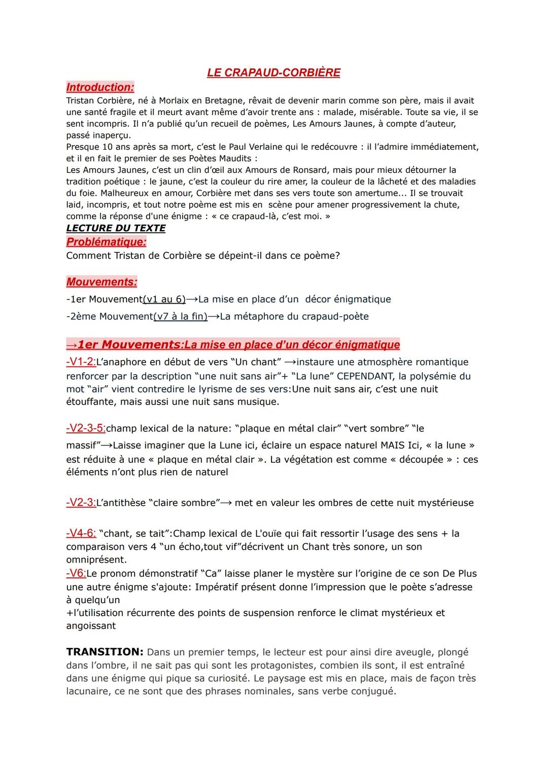 # LE CRAPAUD-CORBIÈRE
Introduction:
Tristan Corbière, né à Morlaix en Bretagne, rêvait de devenir marin comme son père, mais il avait
une s