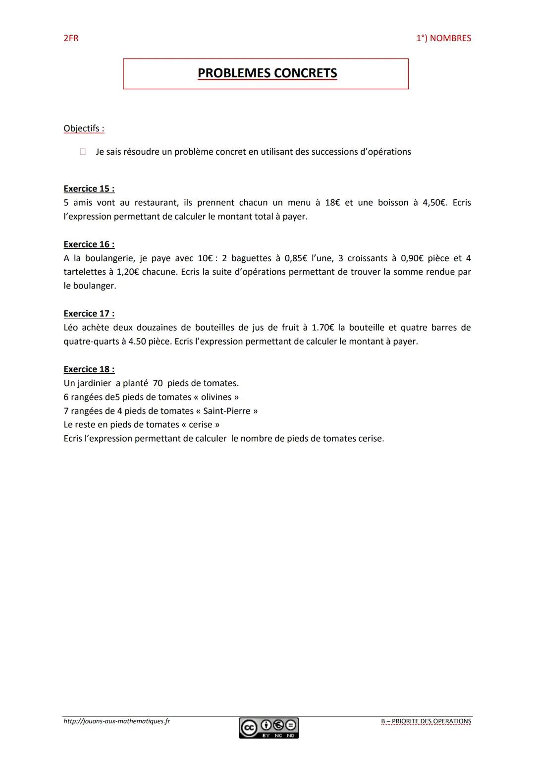 2FR
Objectifs :
CALCUL AVEC DES PARENTHESES
☐
Je sais calculer une expression contenant des parenthèses
☐ Je sais calculer une expression co