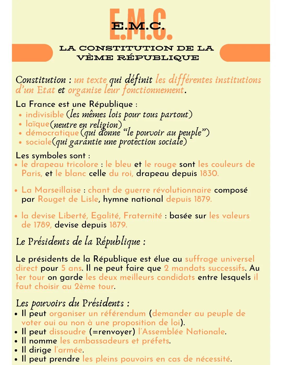 La constitution de la Vème République