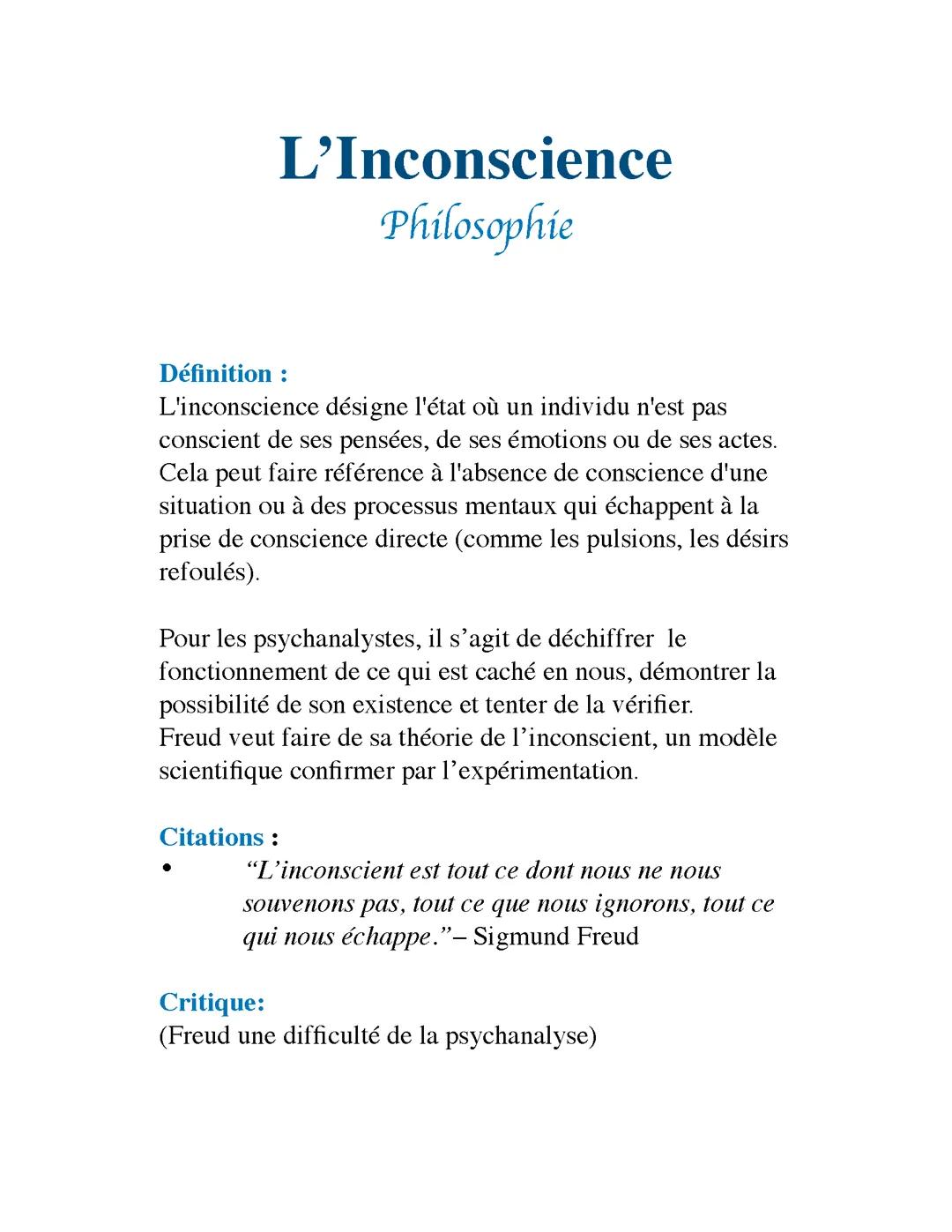 Inconscience: philosophie