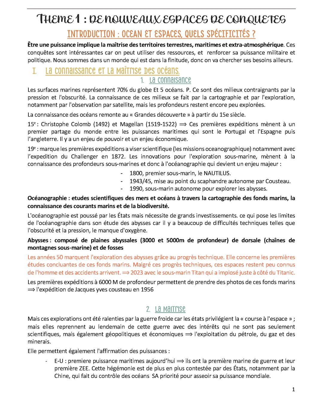 thème 1: De nouveau espace de conquêtes