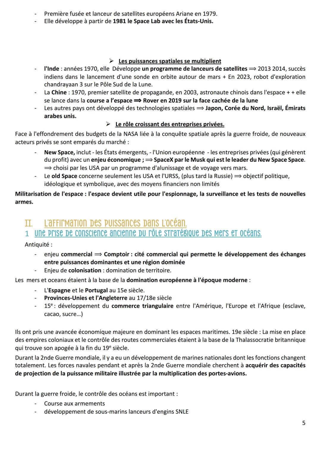 THEME 1: DE NOUVEAUX ESPACES DE CONQUETES
INTRODUCTION: OCEAN ET ESPACES, QUELS SPÉCIFICITÉS ?
Être une puissance implique la maîtrise des t