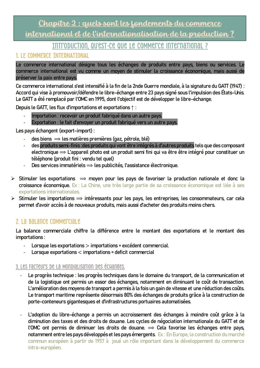 # Chapitre 2: quels sont les fondements du commerce
international et de l'internationalisation de la production?
INTRODUCTION, Qu'est-ce qu