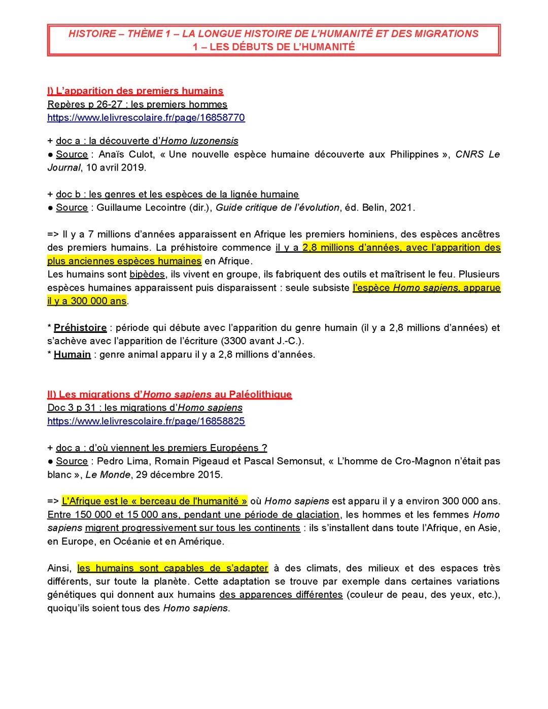 6ème La préhistoire