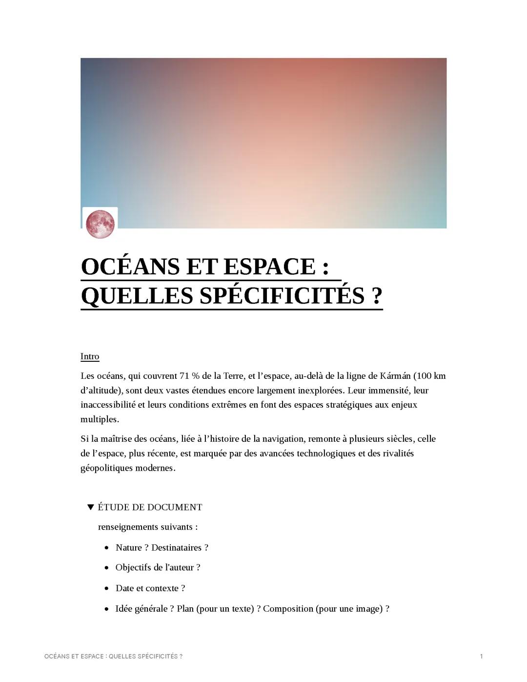 OCÉANS ET ESPACE : QUELLES SPÉCIFICITÉS ?